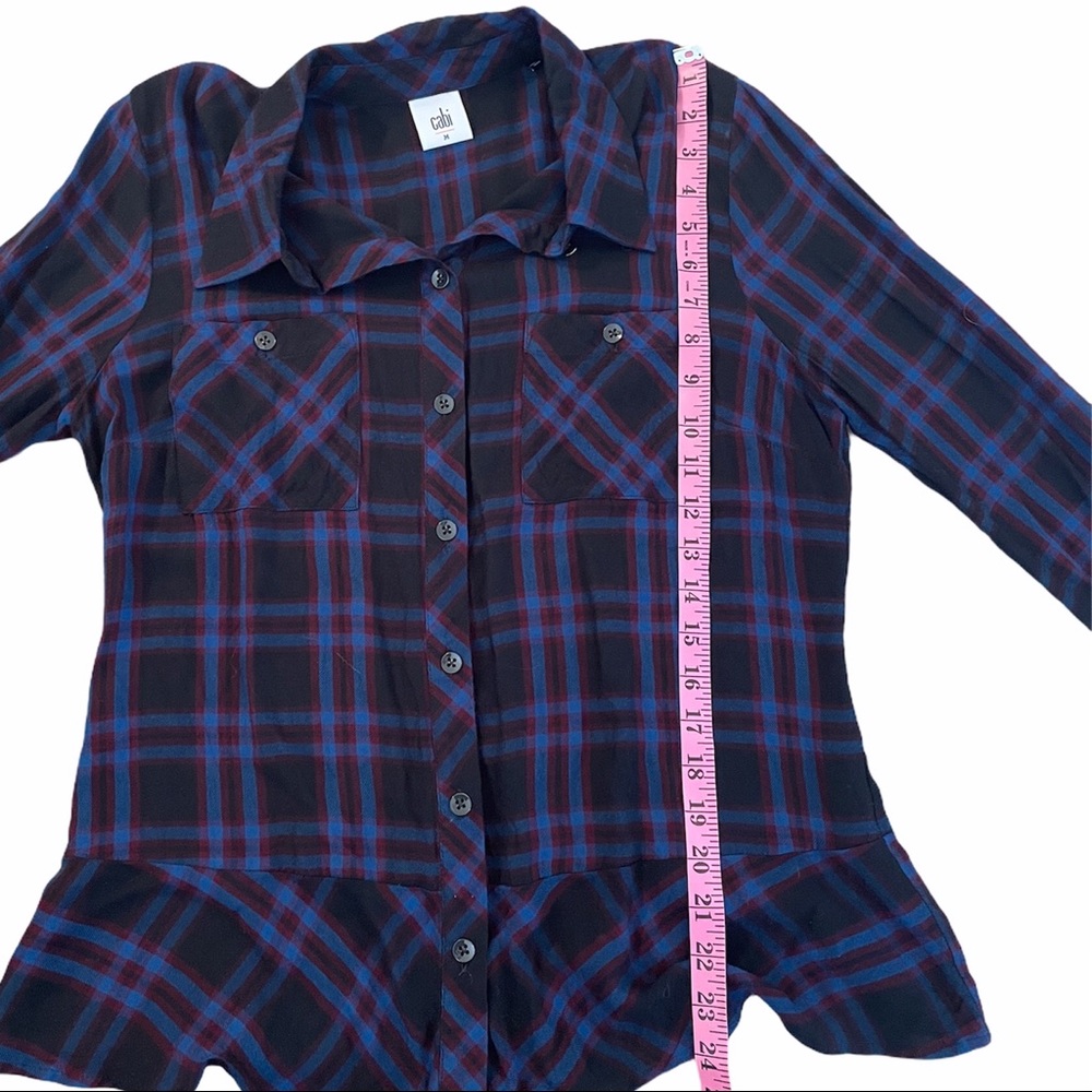 CAbi #3431 Plaid Ruffled Peplum Button Down Shirt - Picture 10 of 10